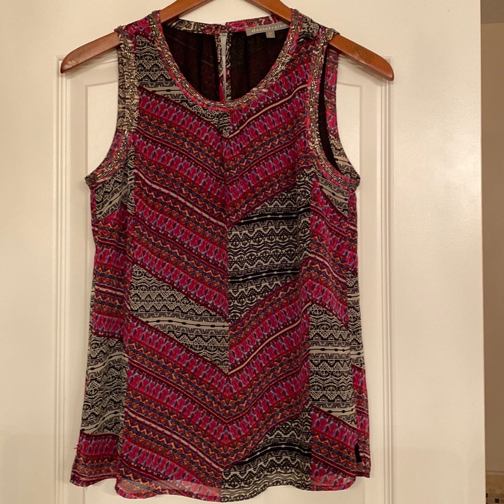 Daniel Ranin pink/black tank blouse, size Petite XS